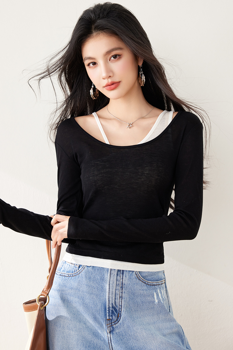 Spring stripe T-shirt show young fashion tops 2pcs set