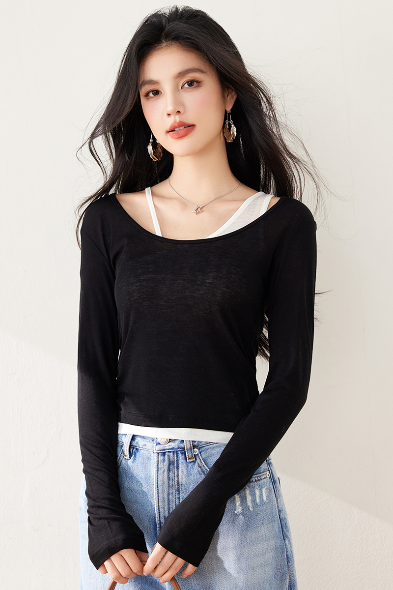 Spring stripe T-shirt show young fashion tops 2pcs set