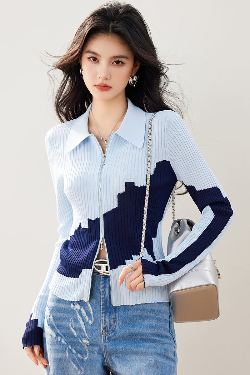 Double zip mixed colors niche tops for women