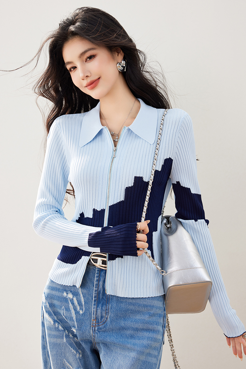 Double zip mixed colors niche tops for women