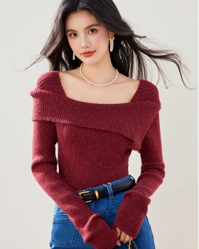 Spring slim temperament tops all-match fashion sweater