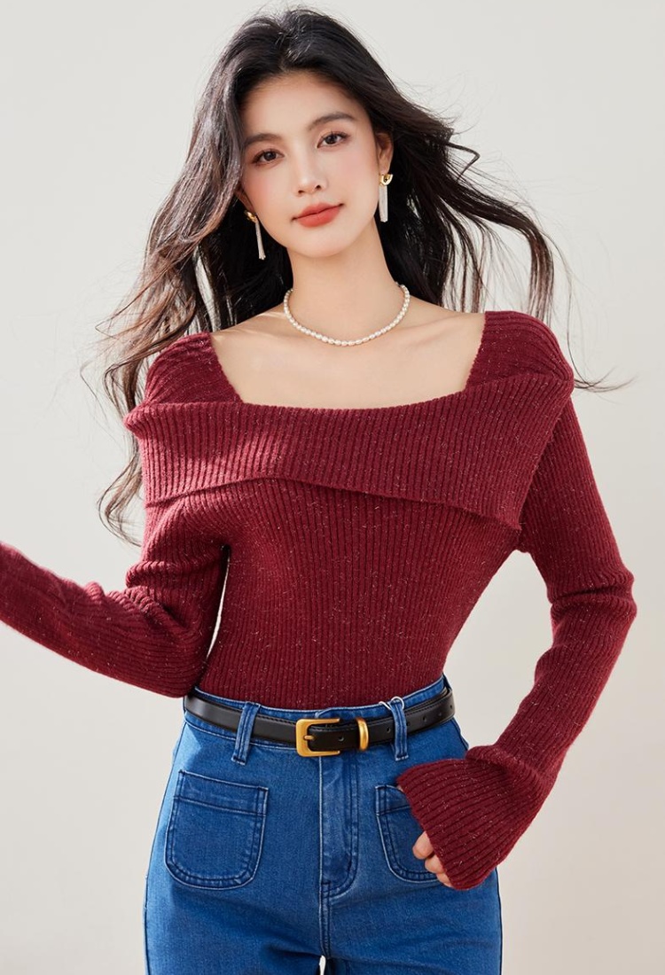 Spring slim temperament tops all-match fashion sweater