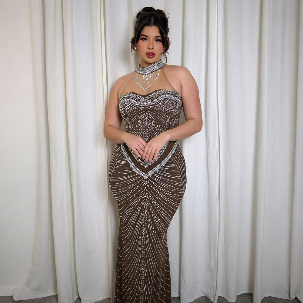 Rhinestone evening dress dress for women