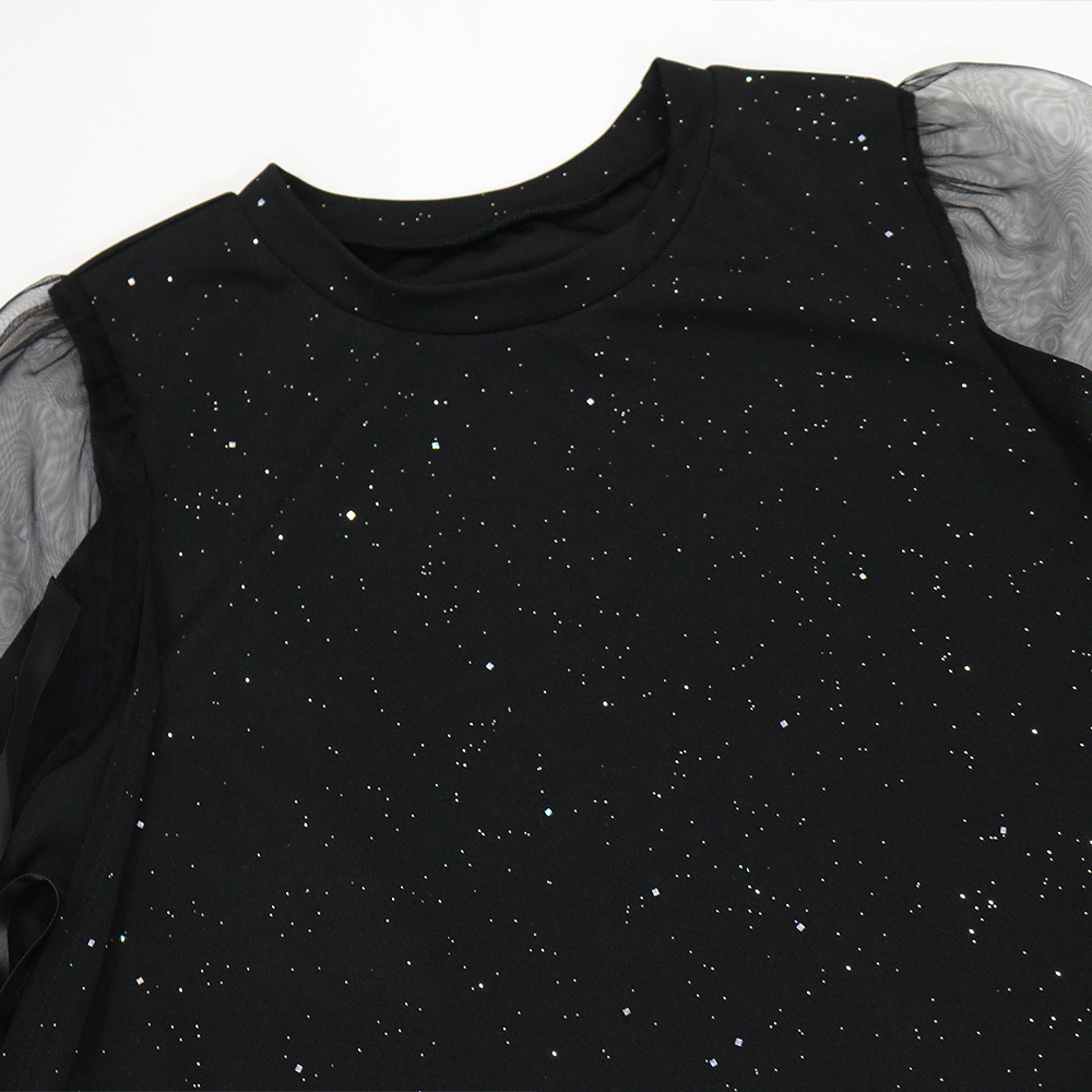 Round neck cozy splice loose Casual fashion dress for women