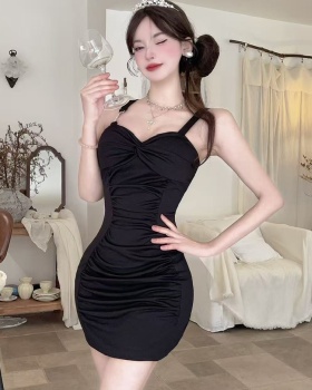 Tight bottoming package hip sling short low-cut dress