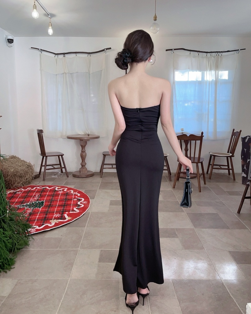 Low-cut sexy splice formal dress long high split flowers dress