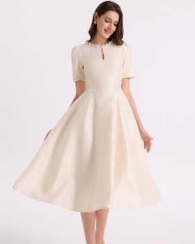 Tender round neck slim temperament A-line dress
