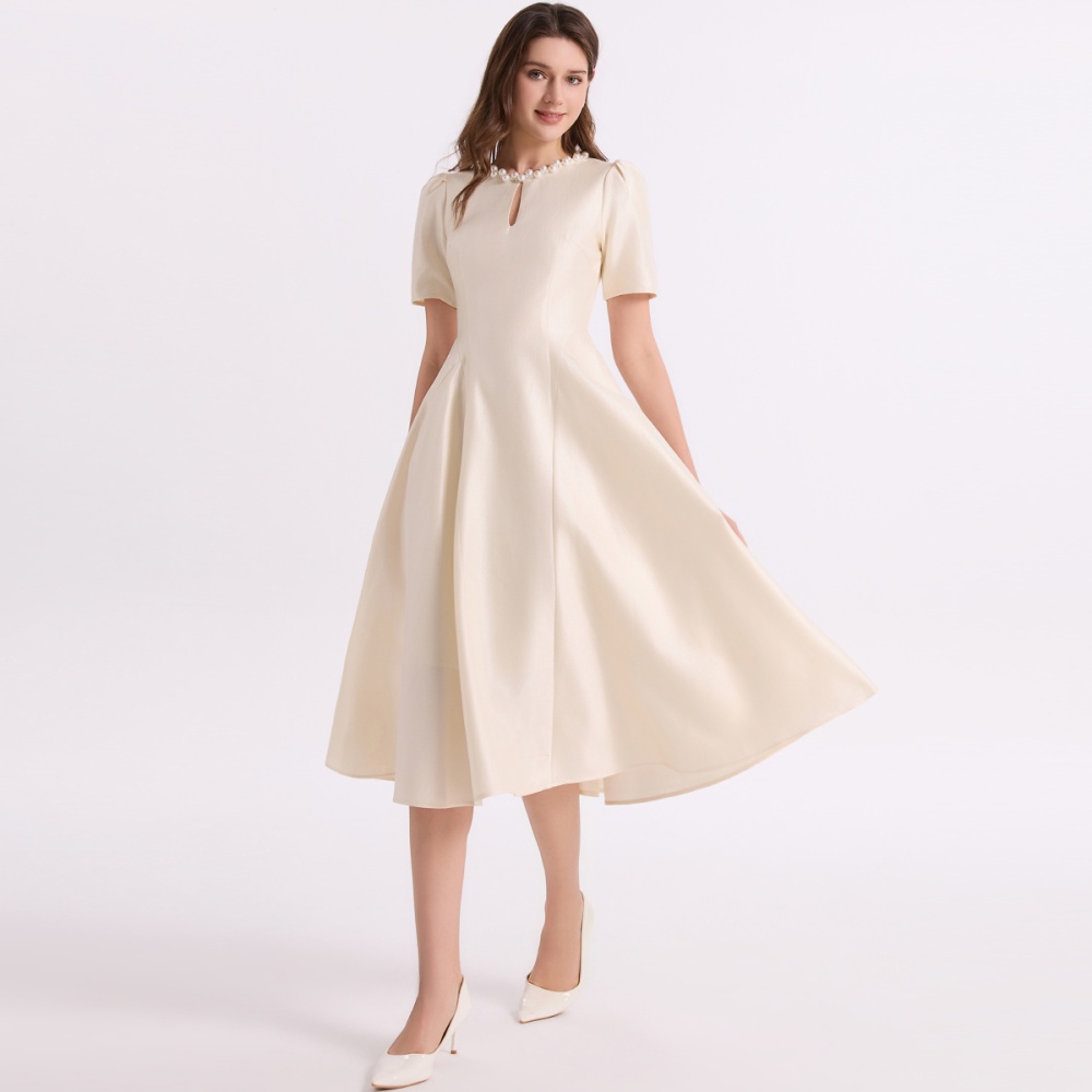Tender round neck slim temperament A-line dress