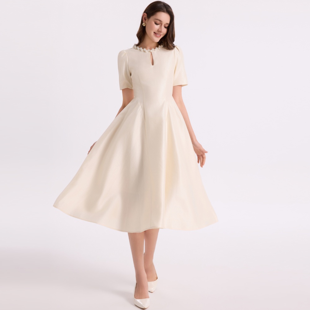 Tender round neck slim temperament A-line dress