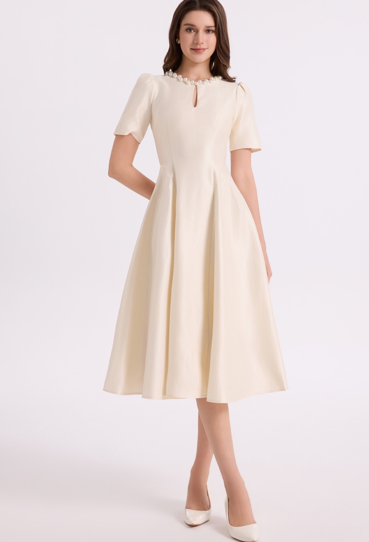 Tender round neck slim temperament A-line dress