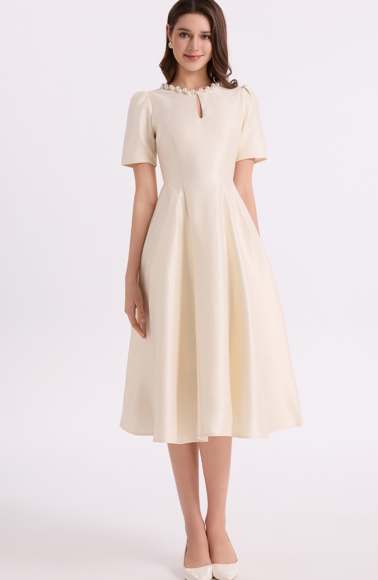 Tender round neck slim temperament A-line dress