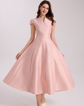 A-line France style Sexy underwear V-neck temperament dress