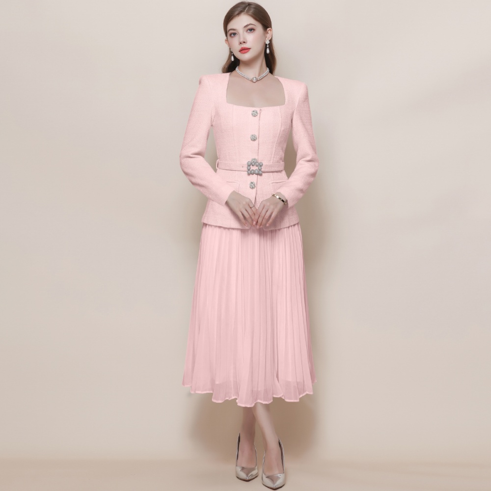 Slim pinched waist long dress coarse flower dress