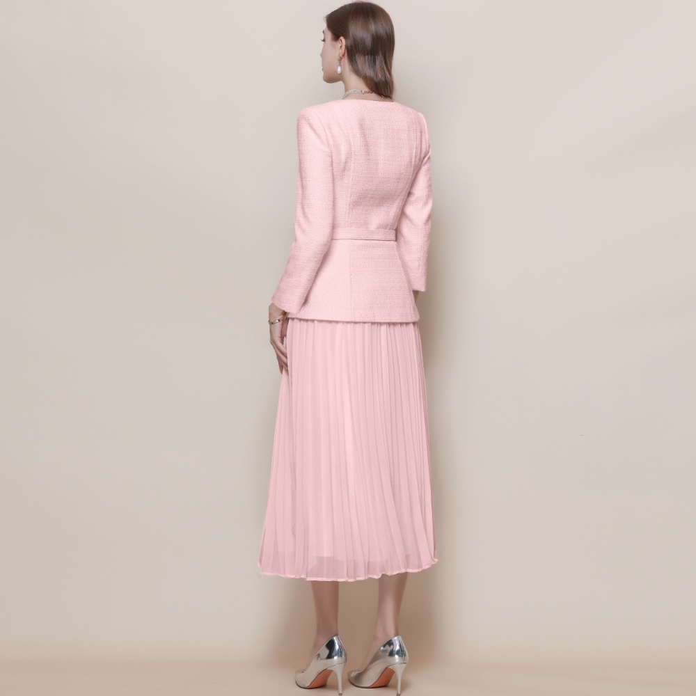 Slim pinched waist long dress coarse flower dress