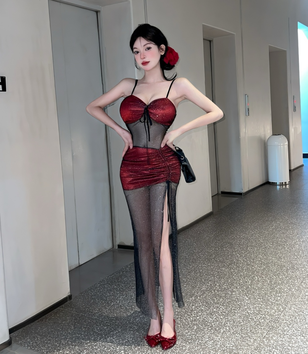 Sexy spicegirl sling dress night show halter evening dress