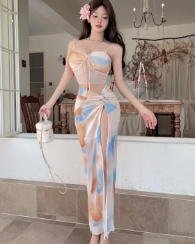 Sling enticement elegant wrapped chest dress