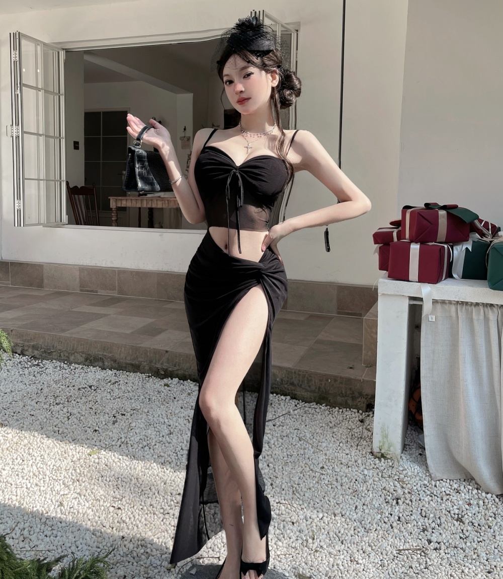 Sling enticement elegant wrapped chest dress