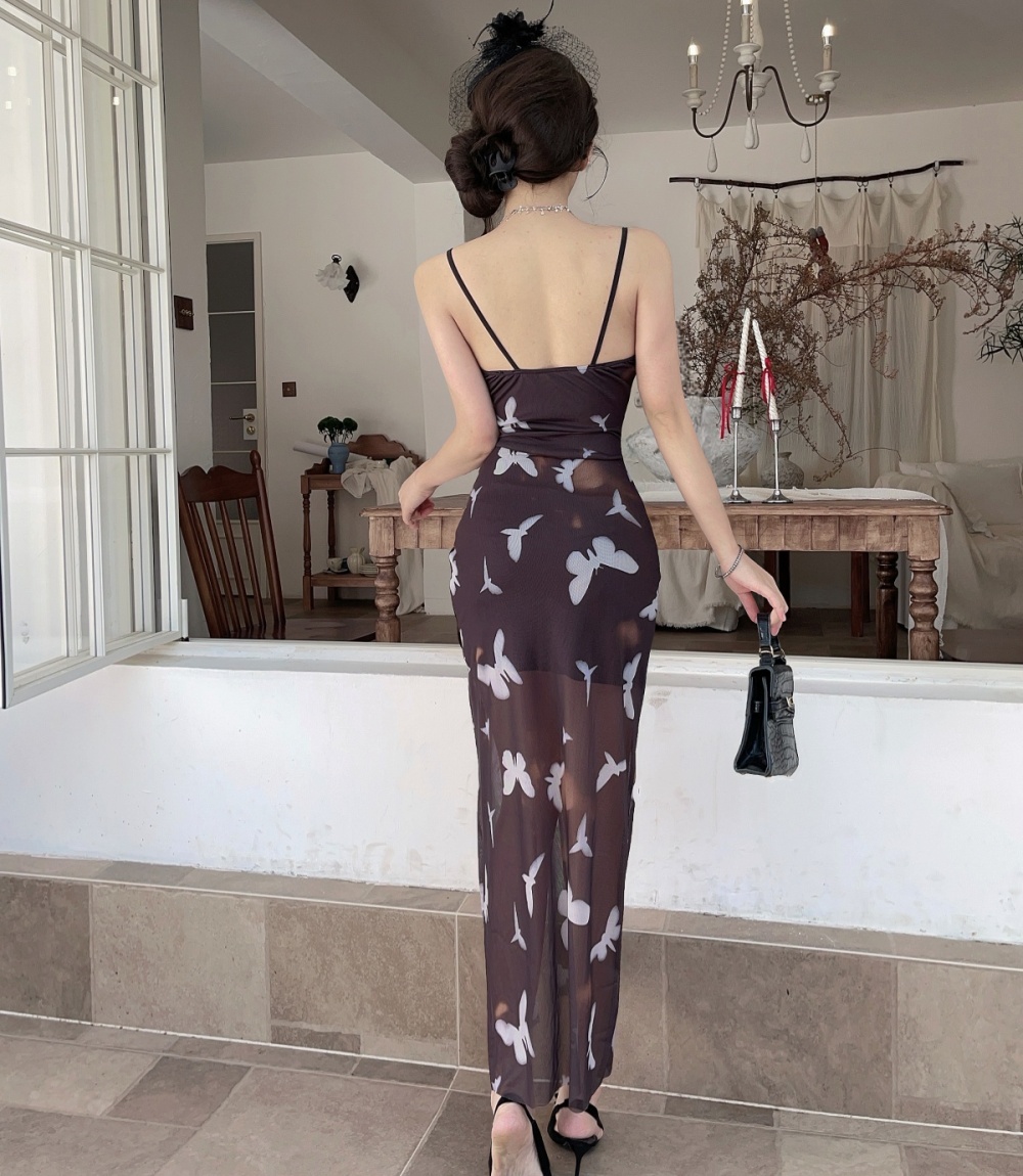 Sling enticement elegant wrapped chest dress