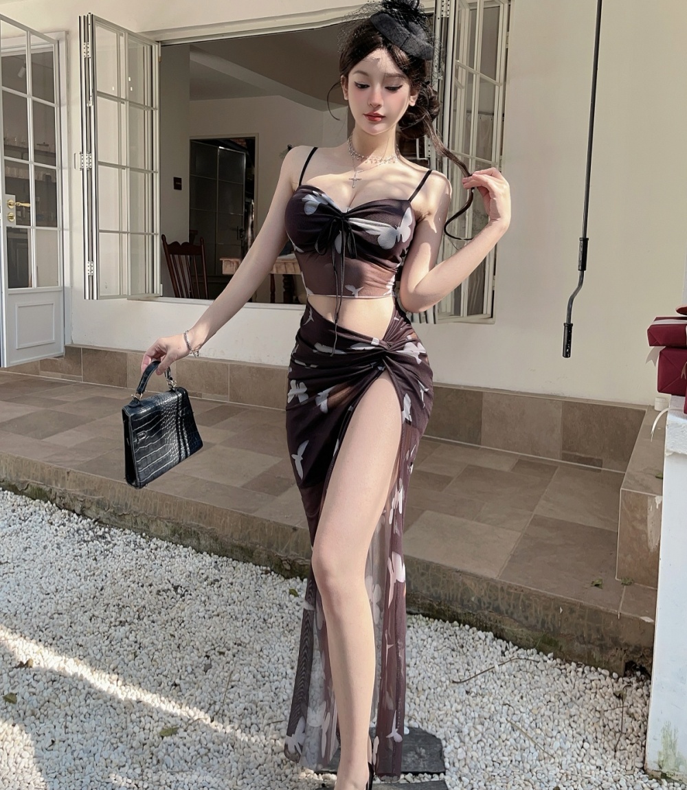 Sling enticement elegant wrapped chest dress