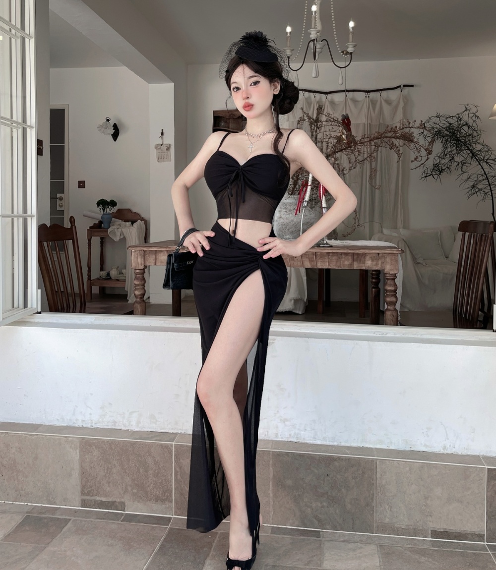 Sling enticement elegant wrapped chest dress