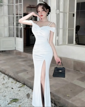 Slim pinched waist sexy enticement package hip pure dress