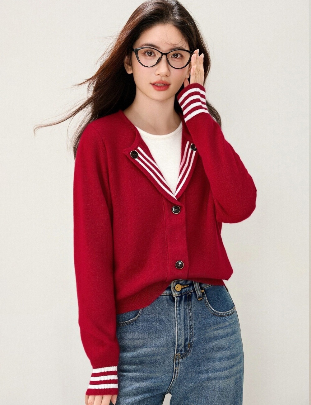 Long sleeve cardigan lapel tops for women