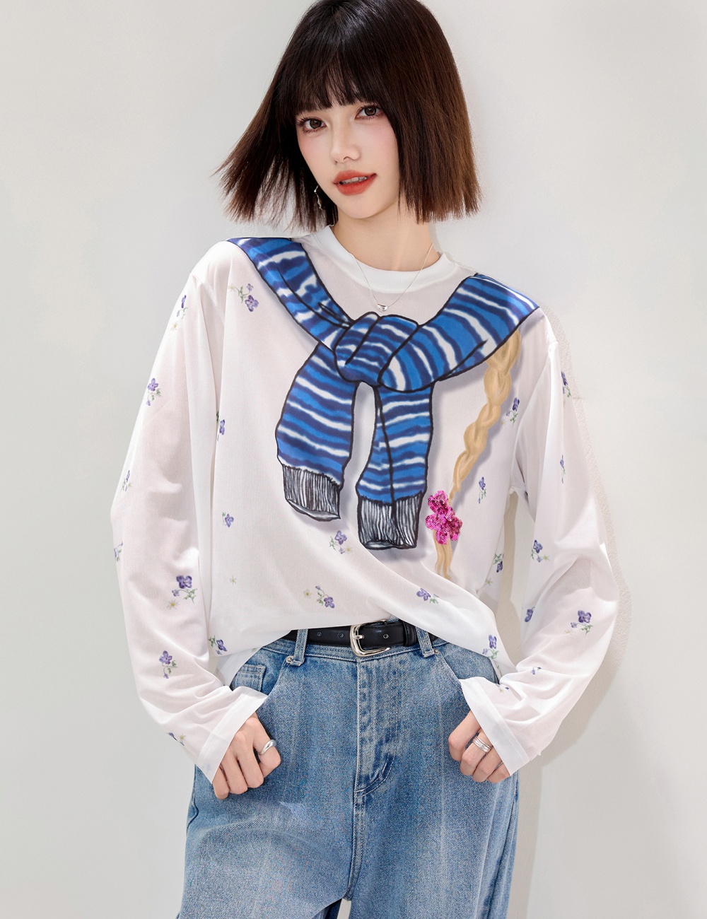 Floral spring collar slim cloak sunscreen loose smock