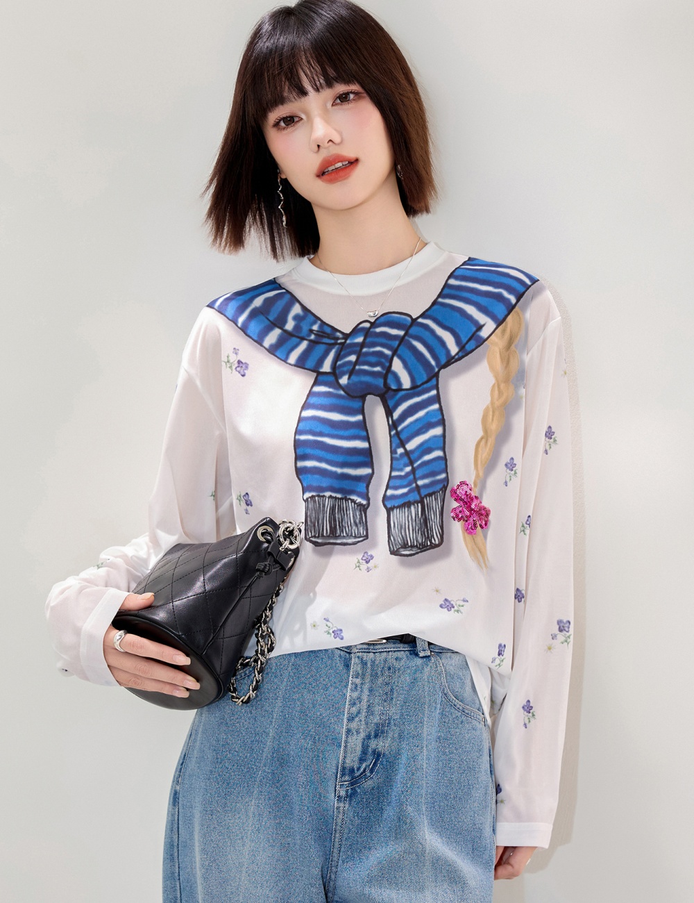 Floral spring collar slim cloak sunscreen loose smock