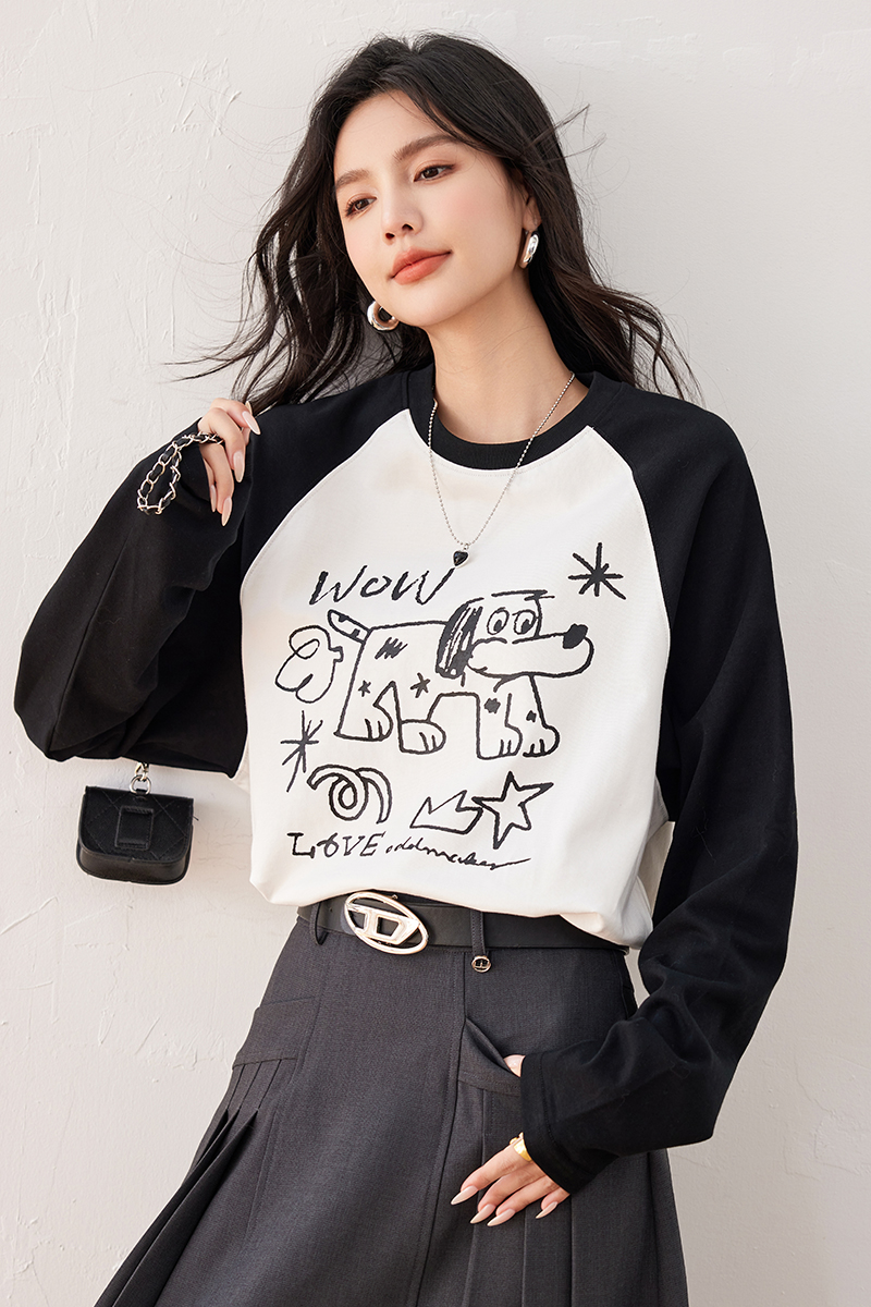 Wears outside printing T-shirt long sleeve autumn tops