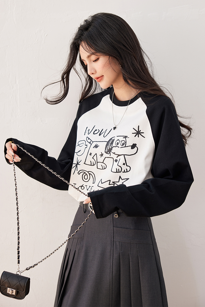 Wears outside printing T-shirt long sleeve autumn tops
