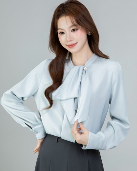 All-match bow tops spring long sleeve shirt for women