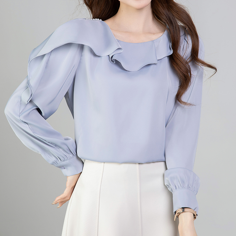 All-match tops lotus leaf edges shirt for women