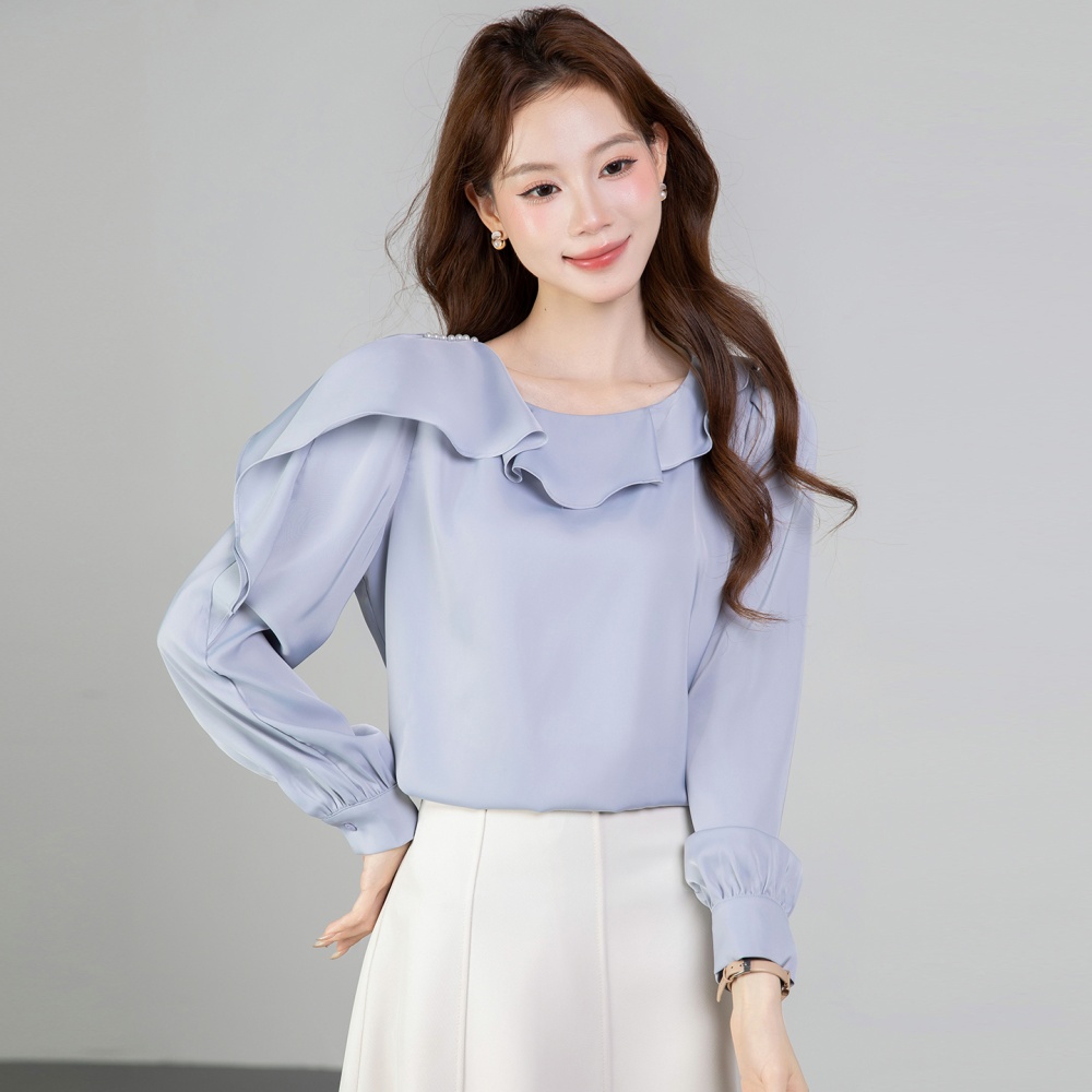 All-match tops lotus leaf edges shirt for women