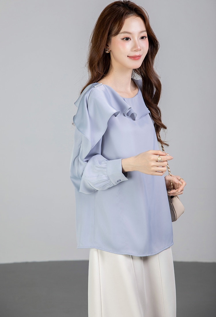 All-match tops lotus leaf edges shirt for women
