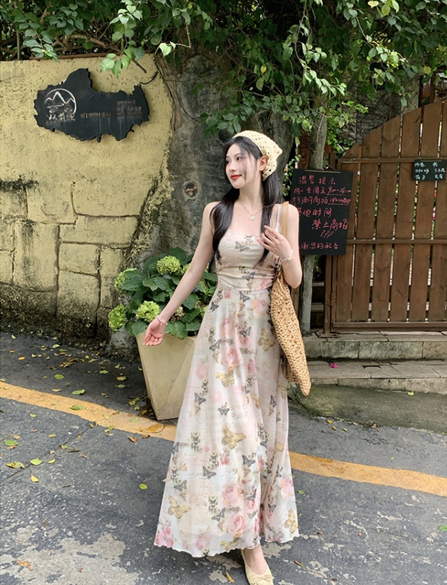 Temperament spring and summer strap dress France style dress