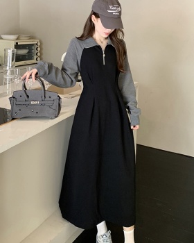 Large yard slim A-line dress spring long hoodie for women