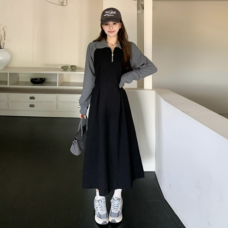 Large yard slim A-line dress spring long hoodie for women