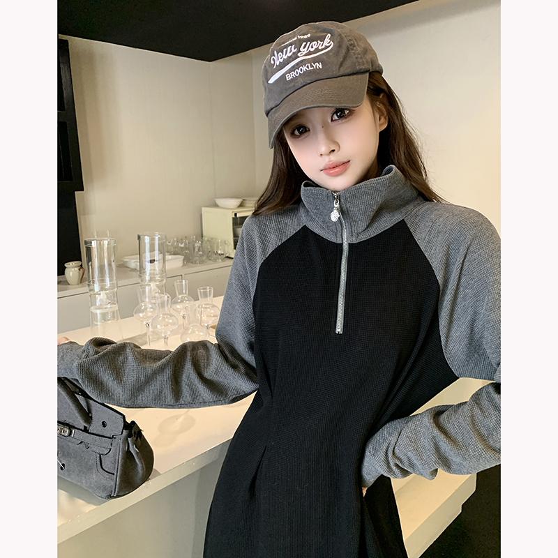 Large yard slim A-line dress spring long hoodie for women