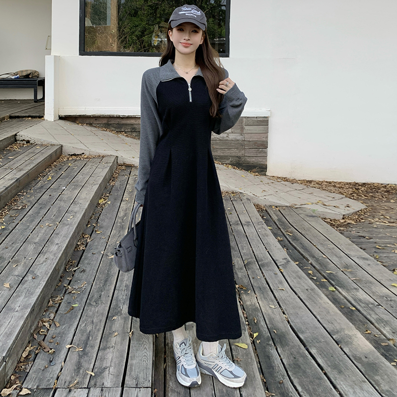 Large yard slim A-line dress spring long hoodie for women