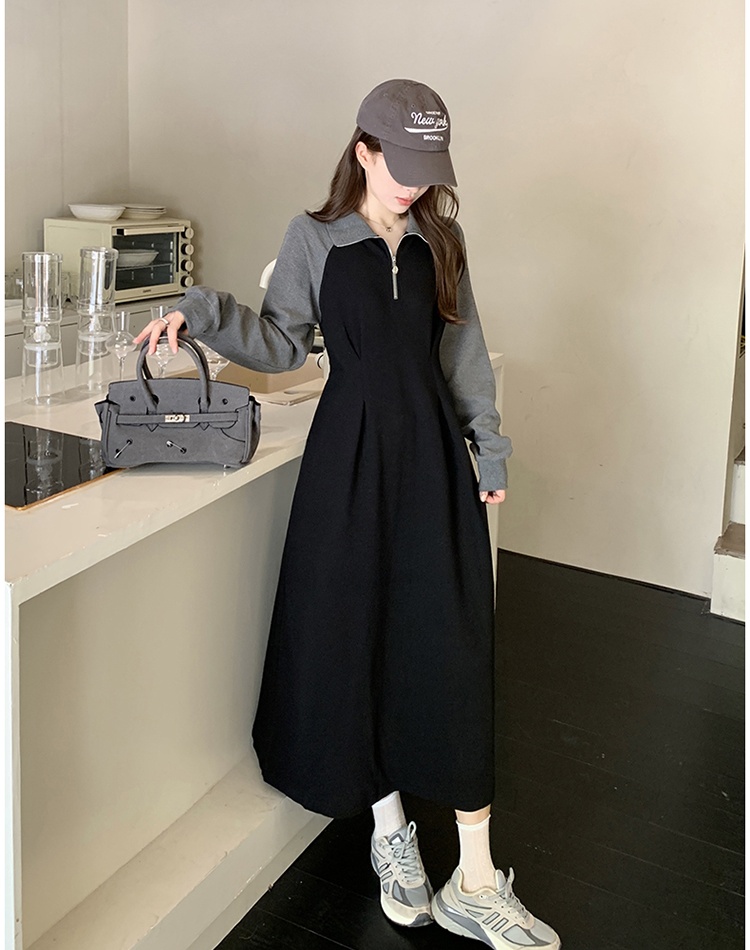 Large yard slim A-line dress spring long hoodie for women