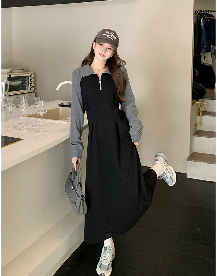 Large yard slim A-line dress spring long hoodie for women