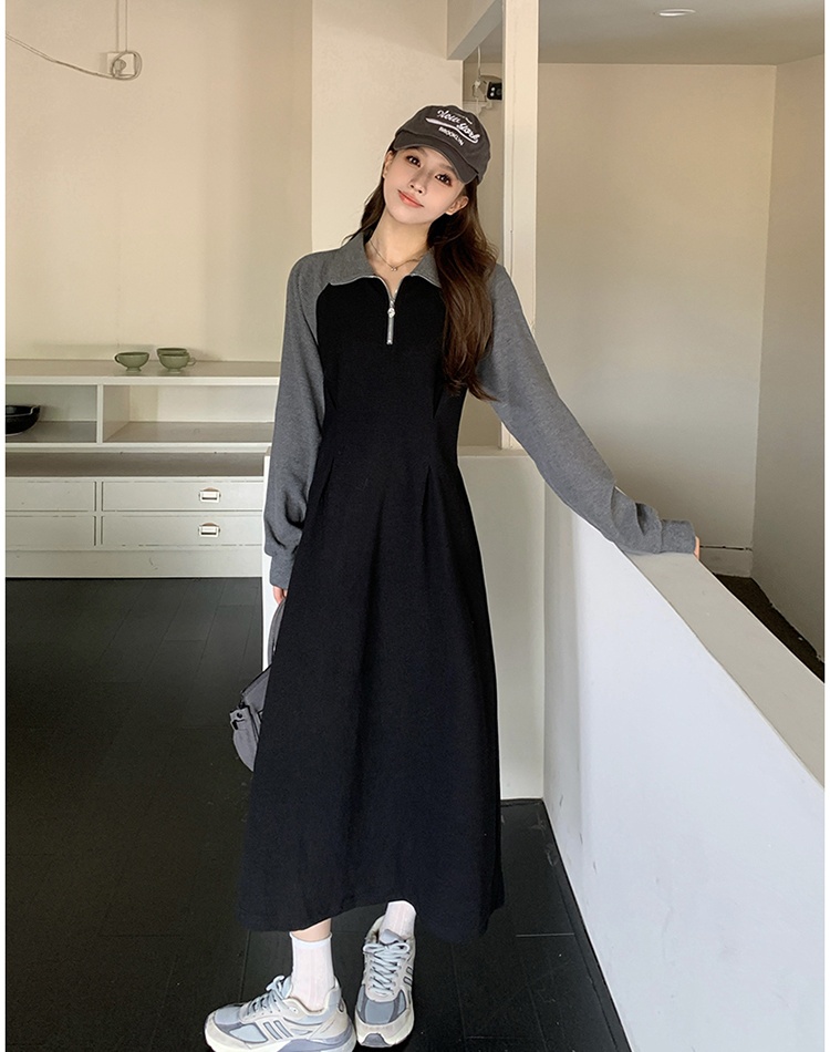 Large yard slim A-line dress spring long hoodie for women