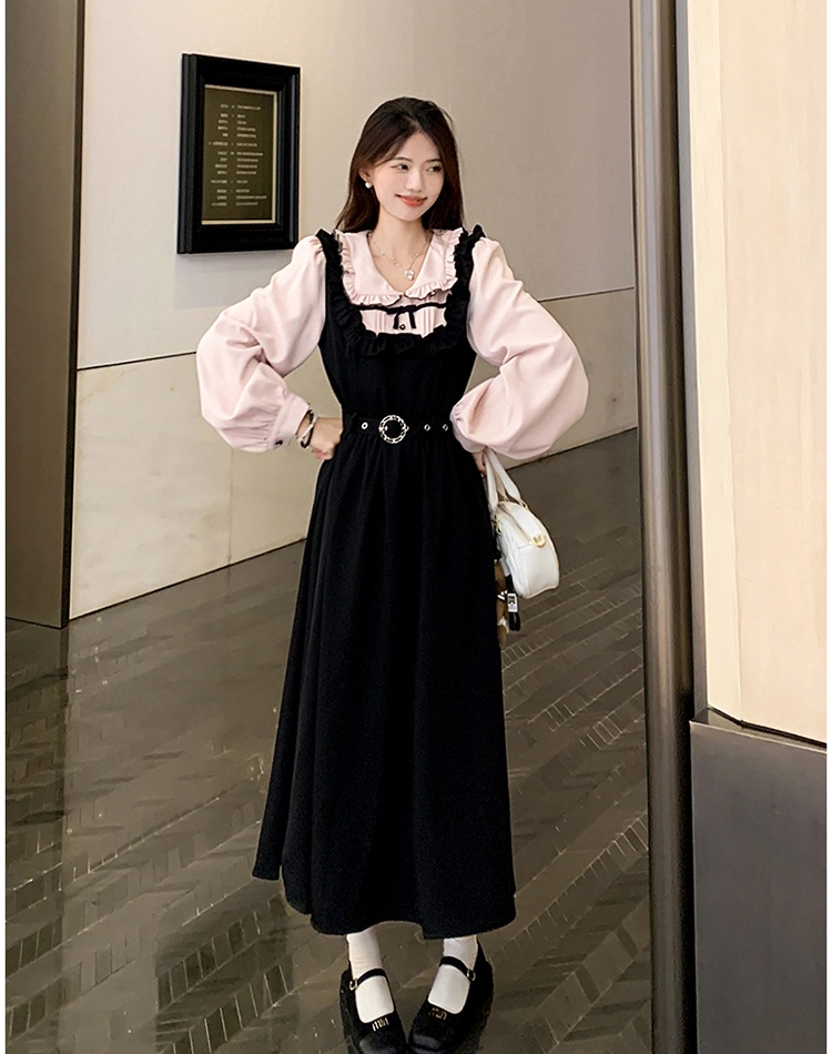 Black slim France style spring large yard dress for women