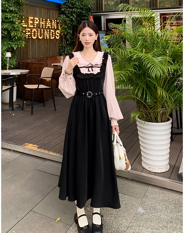 Black slim France style spring large yard dress for women
