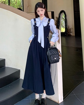 High waist spring dress large yard Pseudo-two long dress