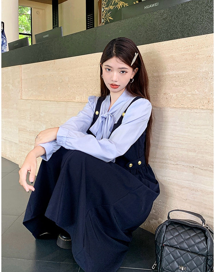 High waist spring dress large yard Pseudo-two long dress