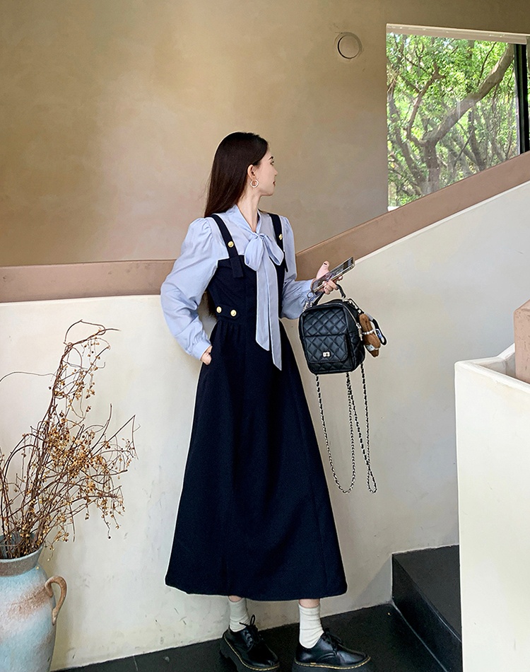 High waist spring dress large yard Pseudo-two long dress