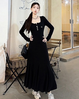 A-line all-match long dress high waist bottoming dress