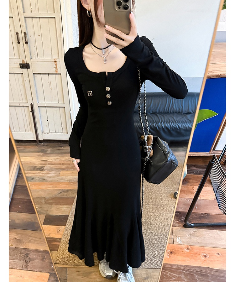 A-line all-match long dress high waist bottoming dress
