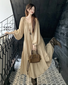 Korean style spring countryside large yard dress for women